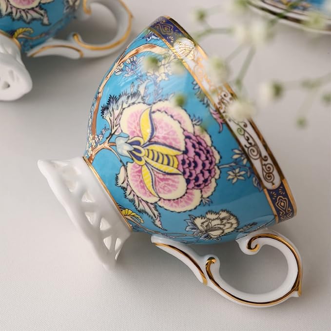 ACMLIFE Bone China Tea Cups, Tea Cup and Saucer Set - Image 7