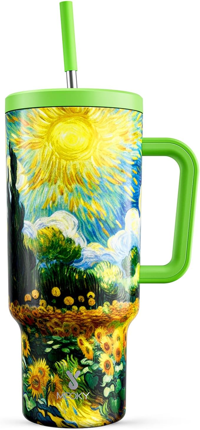 Meoky 40 oz Tumbler with Handle and Straw: Stainless Steel Insulated Tumbler by MEOKY
