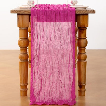 DeZerlor Hot Pink Cheesecloth Table Runners 4 Pack Summer Boho Runners | - Image 4