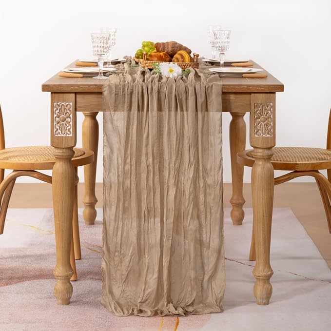 Nude Gauze Cheesecloth Table Runner 10ft Neutral Farmhouse Runner | Lightweight - Image 3