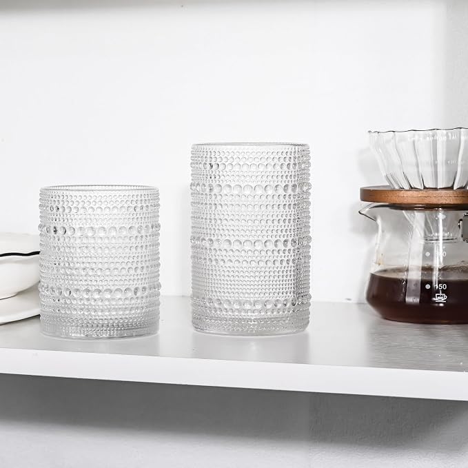 Vintage Hobnail Drinking Glasses Set of 8, 15 oz Highball Glasses & 12 oz - Image 9