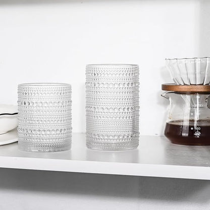 Vintage Hobnail Drinking Glasses Set of 8, 15 oz Highball Glasses & 12 oz - Image 9