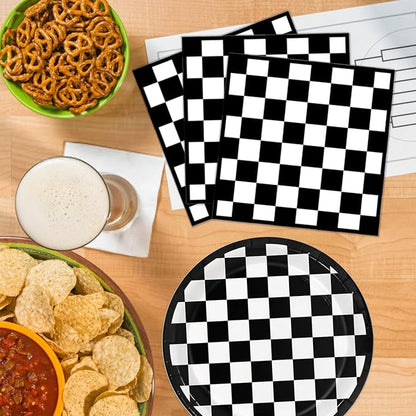 Oigco 60 PCS Race Car Birthday Party Decorations, Checkered Flag Plates and - Image 4