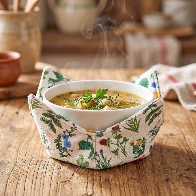 Cotton Microwavable Bowl Cozy, Microwave-Safe Hot Bowl Holders, Soup Bowl Cozy - Image 3