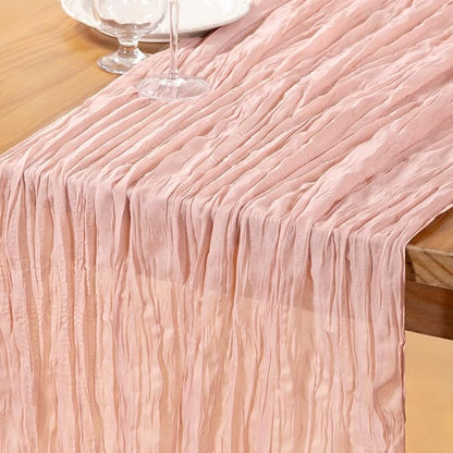 DeZerlor Dusty Pink Cheesecloth Table Runner 1 Pack Summer Boho Runner | by DeZerlor