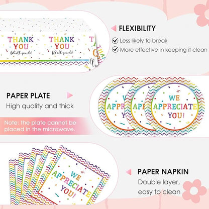 41Pcs We Appreciate You Decorations Rainbow Color Thank You Themed Tableware - Image 3