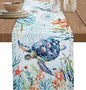Sea Turtle Coastal Table Runners 72 Inches Long, Summer Beach Coral Table by Unknown