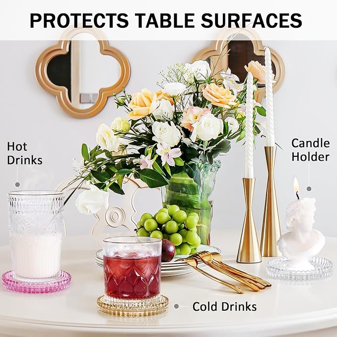Modern Clear Glass Coasters Set of 6, Cute Coasters Table Mats - Image 5