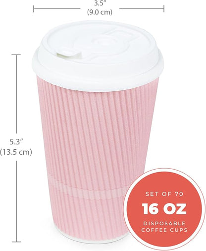 Disposable Coffee Cups With Lids - 16 oz To Go Coffee Cup. Large Travel Cups - Image 2