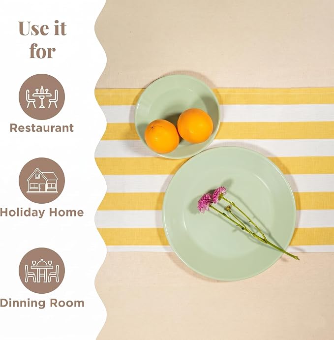 Folkulture Fall Table Runner 72 Inches Long|Yellow & White Vertical Striped | - Image 3