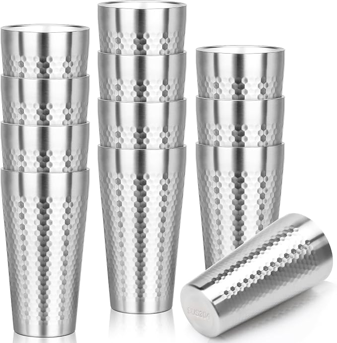 Metal Cup, 19 oz Insulated Tumbler, 12 Pack Double Wall Unbreakable Stackable by Offiper