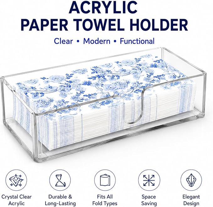 Acrylic Paper Towel Holder, C-Fold Towels & Napkins - Image 3