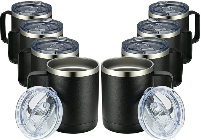 MEWAY 12oz Coffee Mug With Handle 8 Pack Bulk, Stainless Steel Insulated Travel by MEWAY