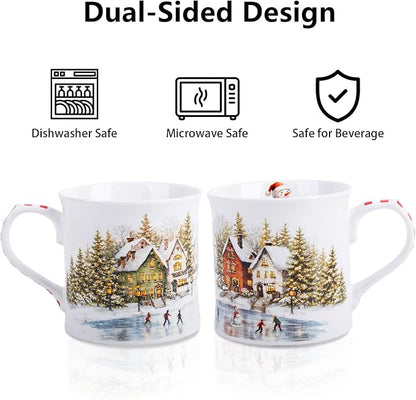 Christmas Snowy Village Coffee Mug, 12oz Ceramic Winter Mug - Image 5