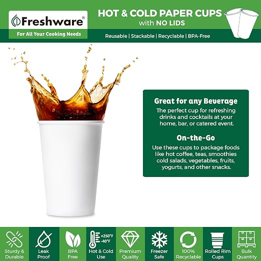 Freshware Coffee Cups 20 oz Disposable Paper Cups - Image 2