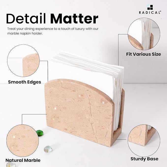 Radicaln Marble Napkin Holder 5 Inches Handmade Verona Stone Napkin Holder - Image 5