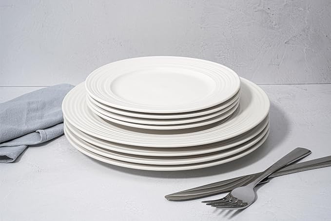 New Bone China 12 Piece Dinnerware Set, Santorini Collection, Daily Use China - Image 6