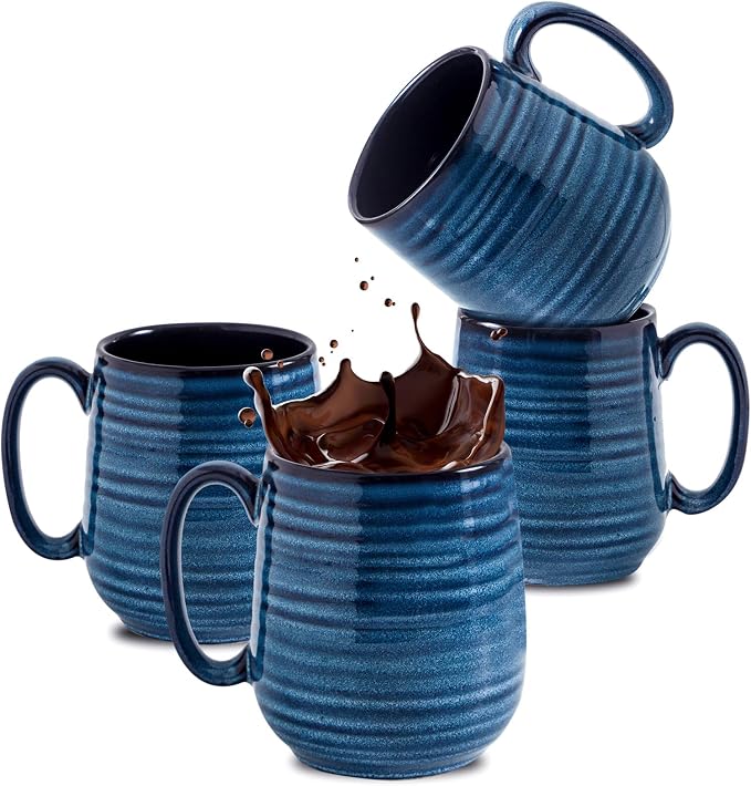HASENSE Coffee Mugs Set of 4, 12 Ounce Ceramic Coffee Cups by Hasense
