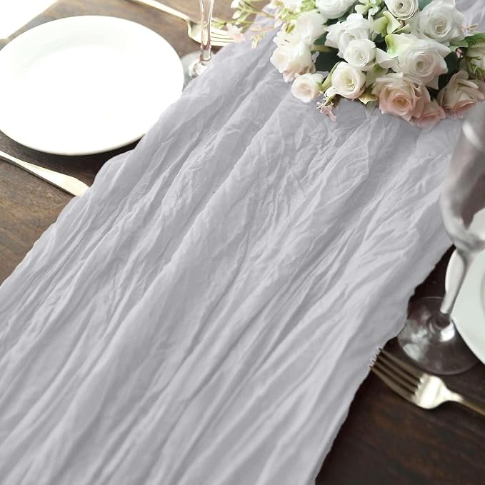 Efavormart 10ft Silver Cheesecloth Table Runner - Image 9