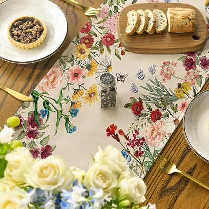 Artoid Mode Plants Floral Butterfly Valentine's Table Runner, Anniversary - Image 4