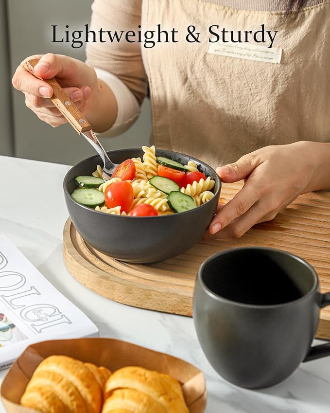 Stoneware Soup Bowls, 24 oz Cereal Bowls Set of 6 - Image 5