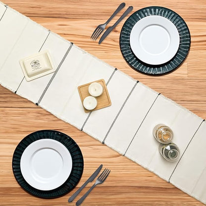 Recycled Cotton Ivory & Black Iris Table Runners, Handwoven Table Runners - Image 2
