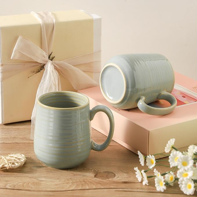HASENSE Porcelain Coffee Mugs Set of 4, 15 Oz Reactive Glaze Coffee Cups - Image 5