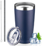 20 oz Tumbler with Lids and Straws, Stainless Steel Insulated Coffee Tumbler by GUDEMAO