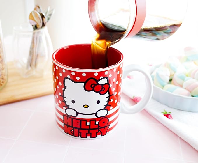 Silver Buffalo Sanrio Hello Kitty Red White Polka Dot, Ceramic Mug, 20oz | 0.59 - Image 5