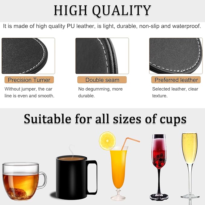XINYIMAI Custom Leather Coasters Set of 6 - Image 3