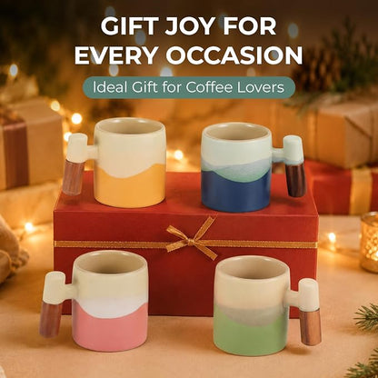 2.5oz Ceramic Espresso Cups, Earthy Colors | Porcelain Espresso Shot Cups Set - Image 6