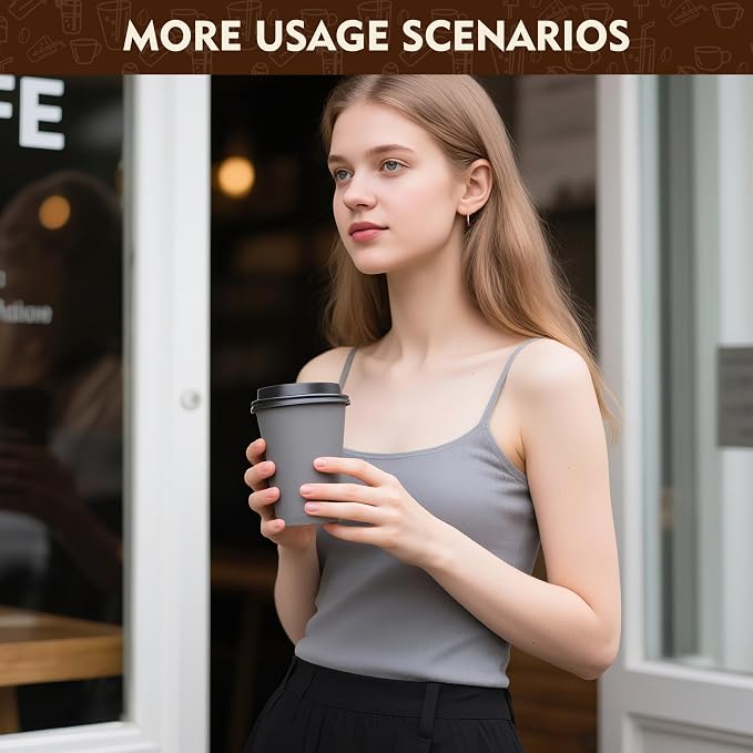 YEEHAW 16 oz Coffee Cups with Lids, 100 Pack | Heat & leak-proof paper - Image 6