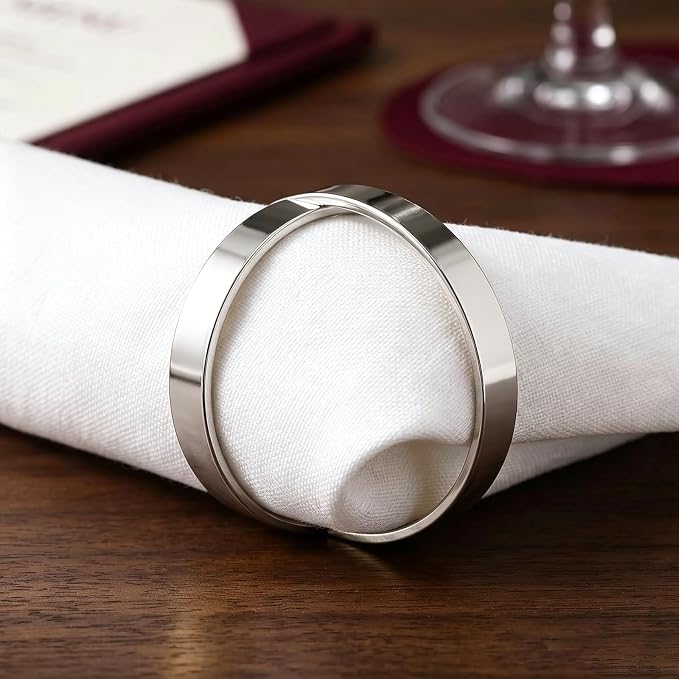 12Pcs Simple Silver Round Napkin Rings, Metal Decorative Table Napkin Holders - Image 7