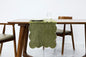 100% Natural Linen Rustic Scalloped Embroidery Table Runner 90 Inches Long by AORISSI