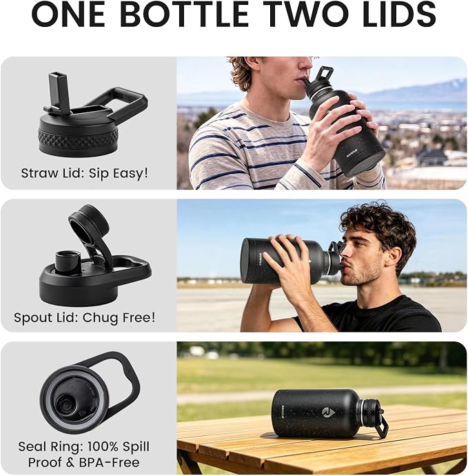 RAYMYLO Insulated Water Bottle 64 oz, Triple Wall Vacuum Stainless Steel | - Image 5