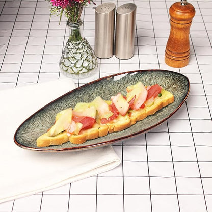 Ceramic Dinner Plates Set of 4, for Bread, Pasta, Salad, sushi - Microwave, Oven and Dishwasher Safe, Scratch Resistant durable Black reactive glaze