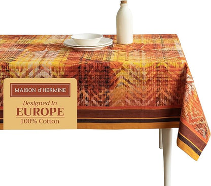 Maison d' Hermine Table Cloth Rectangle Table 100% Cotton 70 x 90 Inches Fall Tablecloth Reusable Everyday Use for Thanksgiving Christmas Decorations Dining Farmhouse Party (Thanksgiving Tartan)