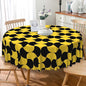 Laeacco 24 Inch Geometric Round Tablecloth Black and Gold Abstract Pattern Modern Art Print Table Cloth Washable Waterproof Wrinkle Free Table Cover for Kitchen Dining Picnic Party Decoration