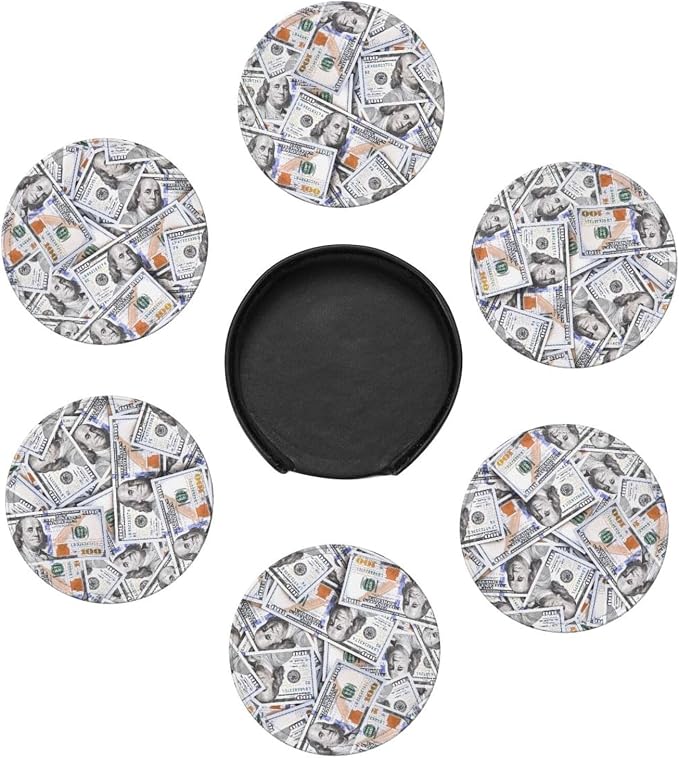 Novelty Funny Money Dollar Pattern Coasters - Image 4
