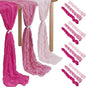 12 Pcs Gradient Rose Pink Cheesecloth Gauze Table Runners | Boho Wedding Decor by Remagr
