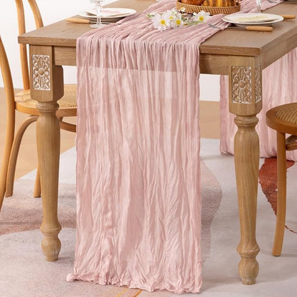 Dusty Pink Table Runner Gauze Wedding Cheesecloth Table Runner 10ft | - Image 2