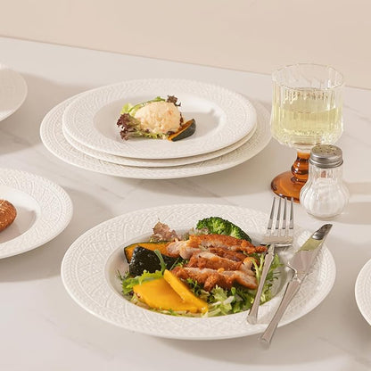 Dinnerware sets plates and bowls sets modern plates,Ceramic Dinnerware Sets,12 Pieces Porcelain Lightweight Plates,Scratch Resistant Dish Set (style - 13, 4 - Set (12pcs))