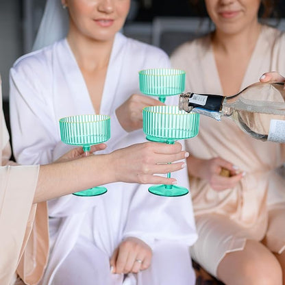 XUWAIDSGN 12 Pcs Champagne Martini Glasses 9 Oz with Gilded Removable Gold Rim Coupe Glasses Pink Martini Glasses Plastic Mimosa Vintage Coupe Glasses Set For Wedding Anniversary (12, Teal)