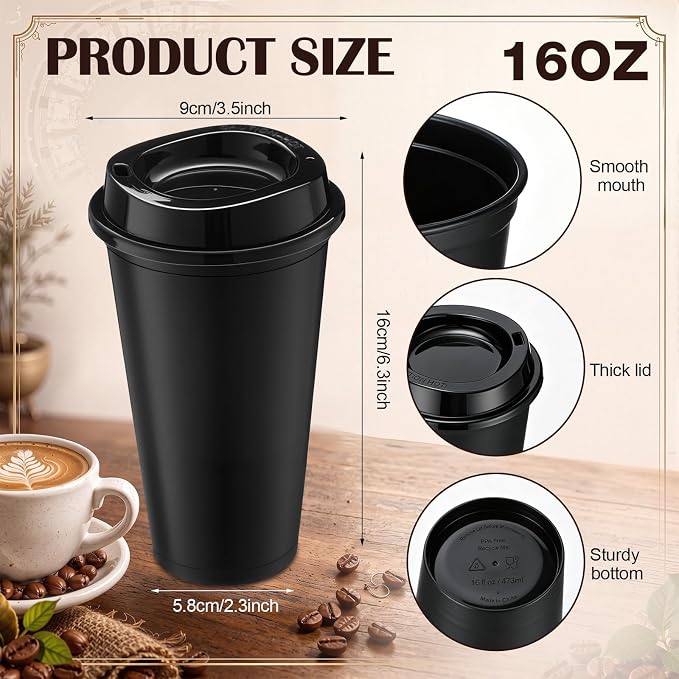 Honeydak 80 Pack 16 oz Reusable Coffee Cups - Image 3