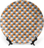 Ceramic Display Plate, Abstract Ceramic Hanging Decorative Plate, Modern Style Mosaic Tile with Hexagonal Shapes, 7 Inch, Living Room Kitchen Decoration Household, Grey Charcoal Grey Orange