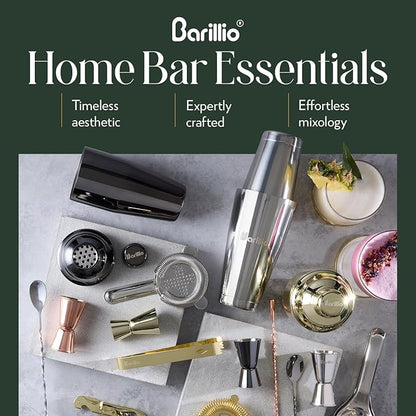 Barillio Bartender Kit - Stainless-Steel Cocktail Shaker Set w/Bamboo Stand - Mixology Bar Tools w/Drink Shaker, Mixer Spoon & Muddler for Cocktails - Home Bar Accessories - 23-Pc Bar Set - Silver