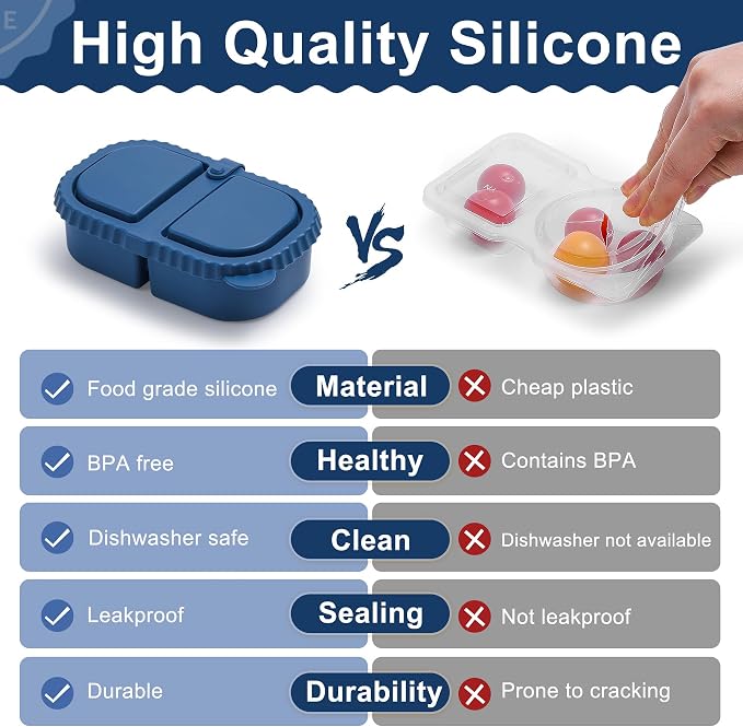 3 Pack Silicone Reusable Snack Containers - 8 oz Double Compartment Snackle Box - Image 3