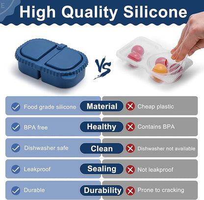 3 Pack Silicone Reusable Snack Containers - 8 oz Double Compartment Snackle Box - Image 3