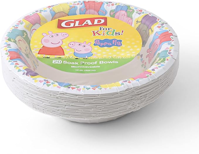 Glad for Kids Peppa Pig Disposable Paper Bowls, 12 Oz, for soups, and snacks - Image 3