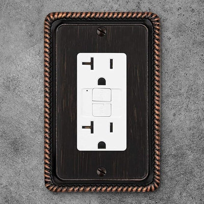 Henne Bery Rope Edge Decorative Wall Plate Switch Plate Outlet Cover (Single Decorator, 2 Pack, Aged Bronze)